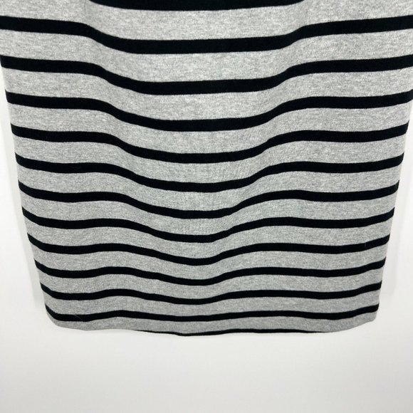 Old Navy Dress Ponte Knit Sheath Gray Black Stripe 3/4 Sleeve NWT - Picture 4 of 8